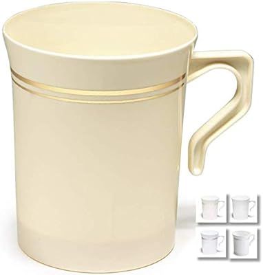 " OCCASIONS" 40 Mugs Pack, Heavyweight Disposable Wedding Party Plastic 8 oz Coffee Mugs/Tea Cups... | Amazon (US)