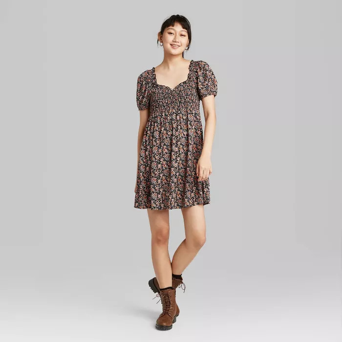 Women's Puff Short Sleeve Smocked Dress - Wild Fable™ | Target