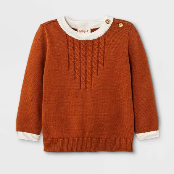 Baby Cable Pullover Sweater - Cat & Jack™ Brown Newborn | Target