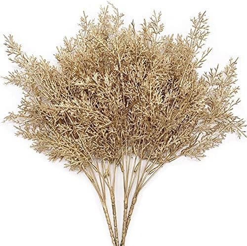 Amazon.com: Artificial Branch Golden Antlers Grass, Fake Plants Plastic Twig Branches Faux Plant ... | Amazon (US)