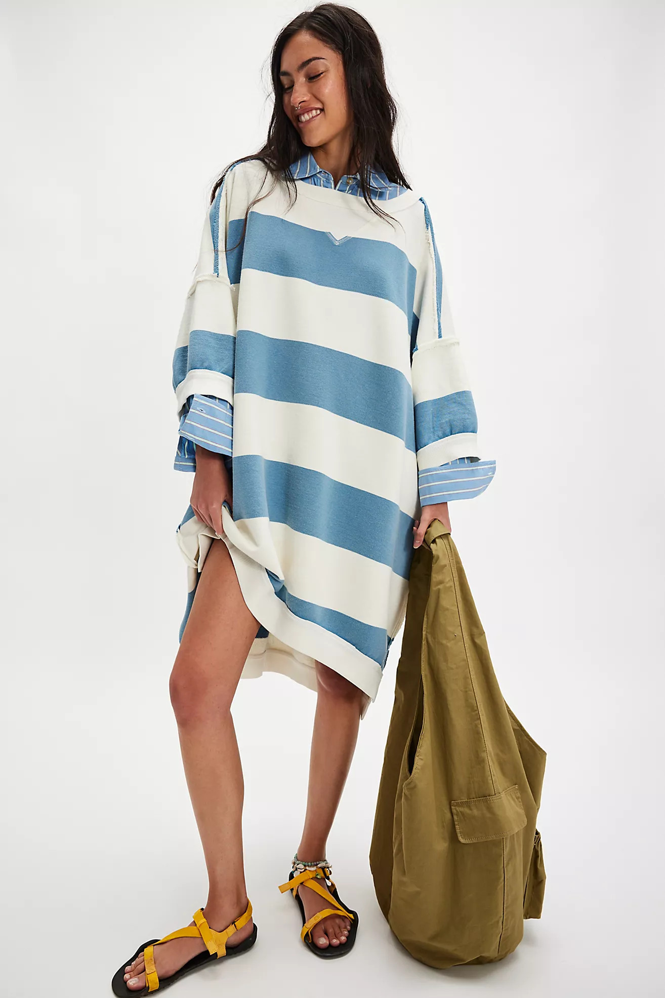 We The Free Out Here Striped Maxi Sweatshirt | Free People (Global - UK&FR Excluded)