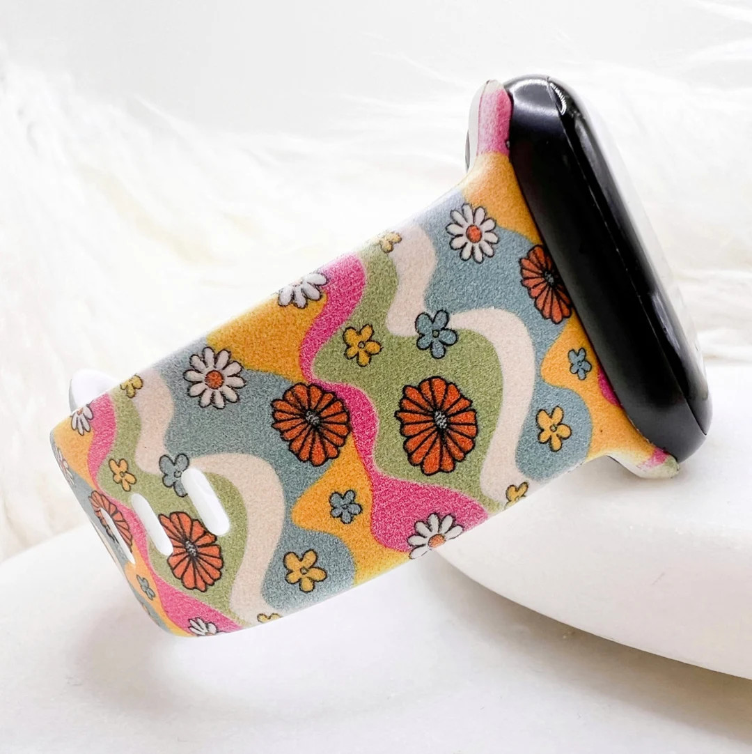 Retro Groovy Daisy Watch Band Compatible With Apple Watch Fitbit Samsung - Etsy Canada | Etsy (US)