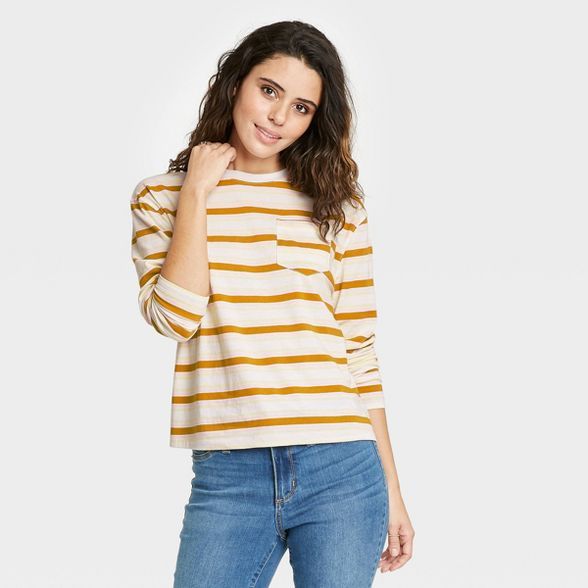 Women's Long Sleeve Round Neck Pocket T-Shirt - A New Day™ | Target