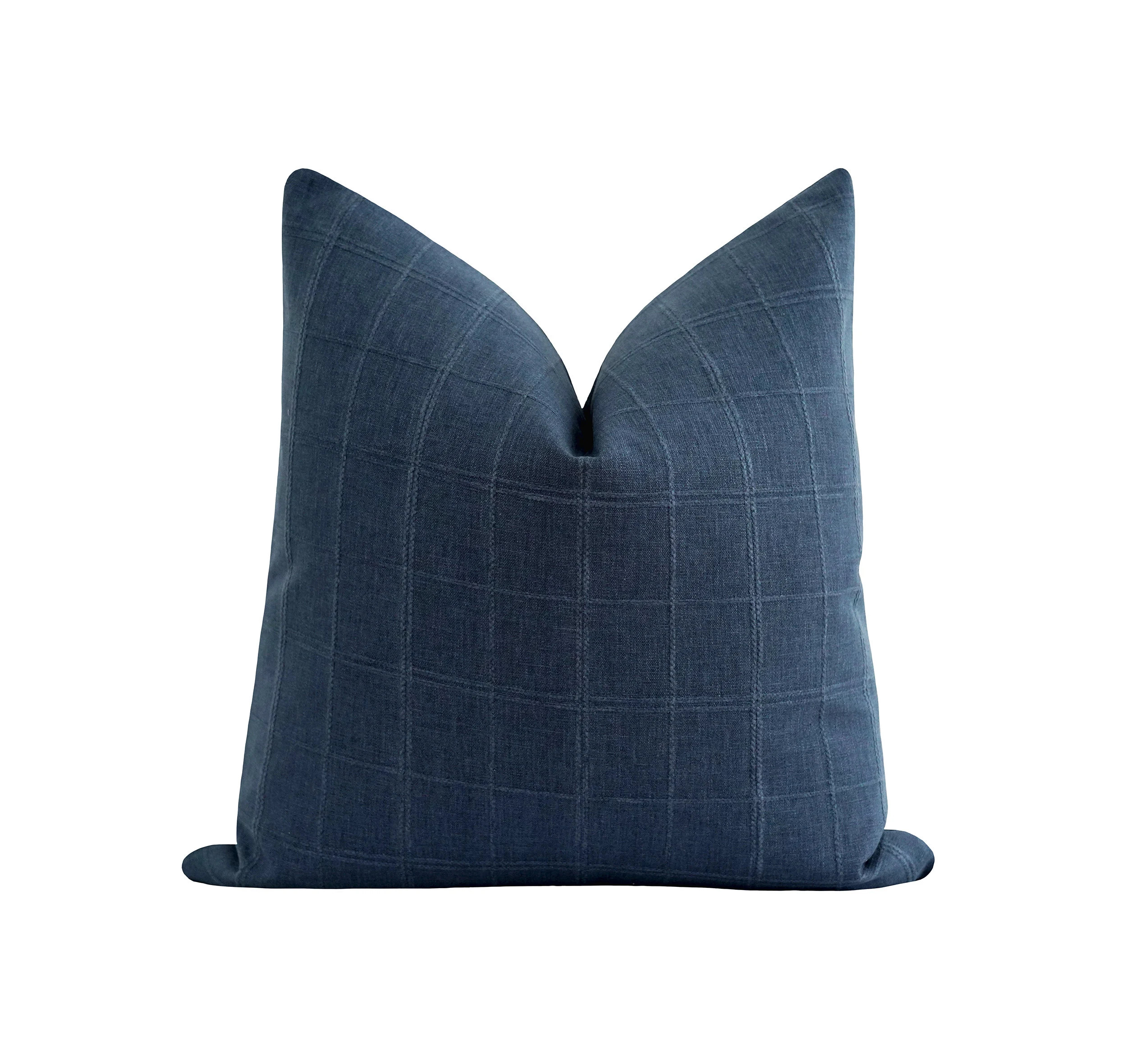 Plaid Throw Pillow Cover • Navy Blue Pillow Cover • Double Sided Plaid Pillow Cover • Navy ... | Etsy (US)