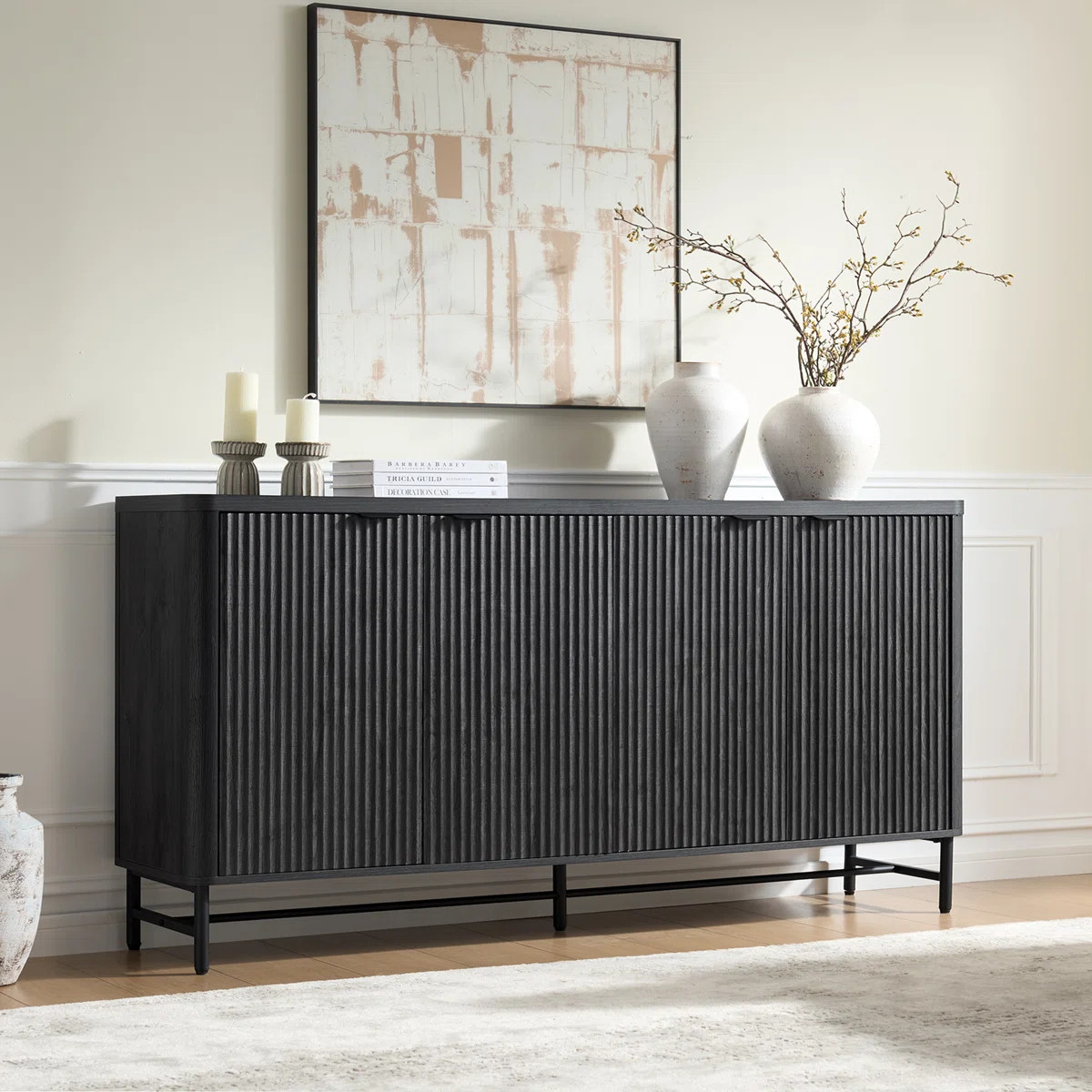 65'' W  Sideboard Buffet Cabinet With Storage,Fluted Cabinet with Adjustable Shelves,Credenzas fo... | Wayfair North America