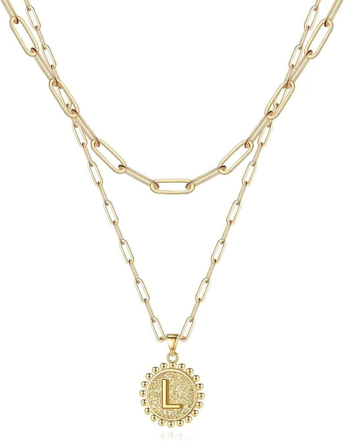 Layered Choker Necklaces for Women, 14K Gold Plated Dainty Layering Paperclip Chain Necklace Simple  | Amazon (US)