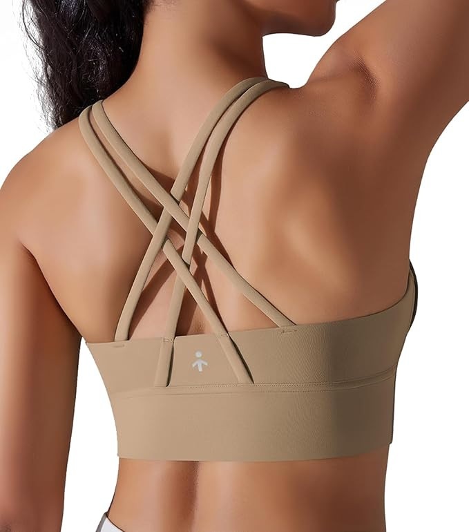 Orolay Sports Bra for Women Padded Criss Cross Strappy Yoga Bras Cropped Tank Tops | Amazon (US)
