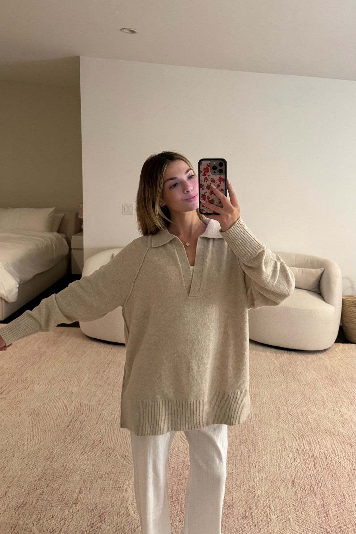 Super cozy oversized sweater- I’m wearing size small 