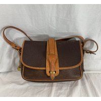 Vintage Dooney & Bourke Brown & Tan Leather Equestrian Cross Body Shoulder Bag 80S Distressed | Etsy (US)
