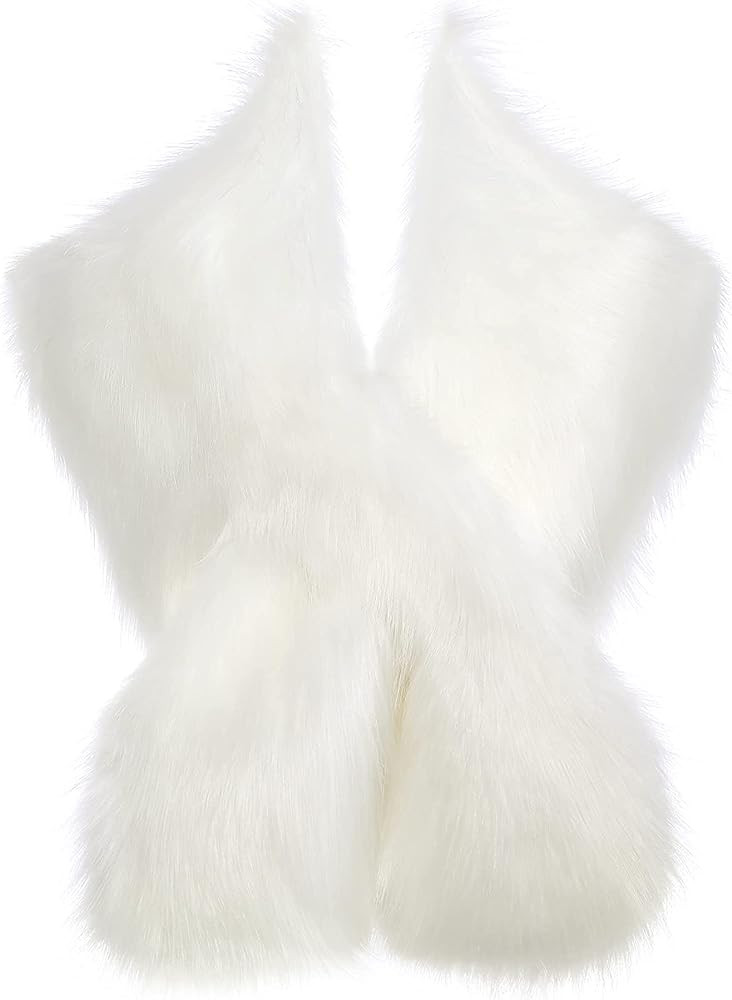 BABEYOND Women's Faux Fur Shawl Party Faux Fur Collar Fur Wraps for Winter Bridal Wedding Cover U... | Amazon (US)
