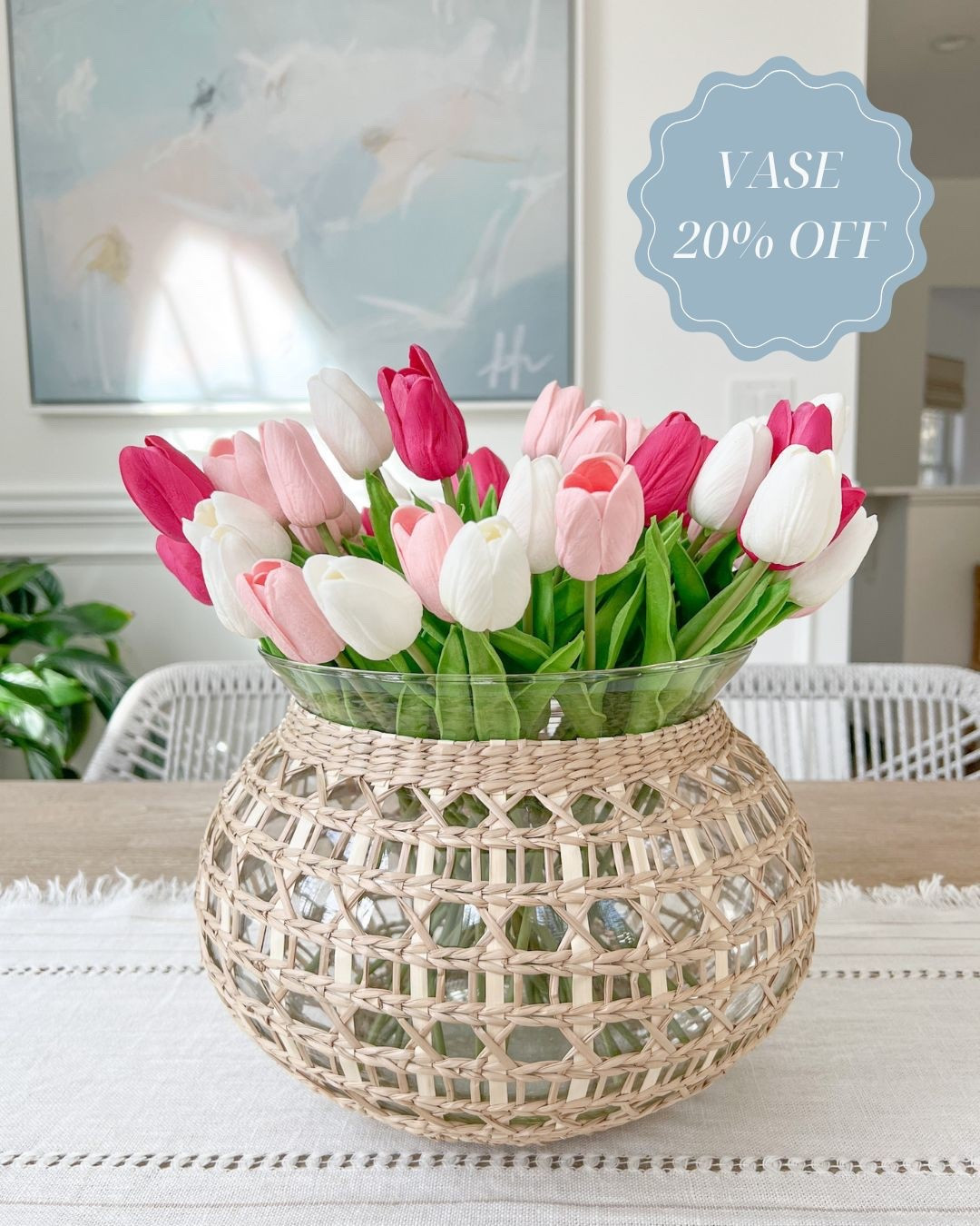 My woven vase (this is the large size) is 20% off during this weekend's Labor Day sale!
—
coastal home decor, faux flowers, faux tulips, amazon flowers, amazon tulips, amazon decor, woven vases, oversized vases, serena & lily vase, fall vases, cayman vase, coastal vases, large vases, round vases, dining room decor, dining room table styling, dining table centerpiece, amazon finds, amazon home finds, amazon home decor, serena & lily decor, large vases, coastal dining room, Labor Day sales, Labor Day home sale

#LTKStyleTip #LTKSaleAlert #LTKHome