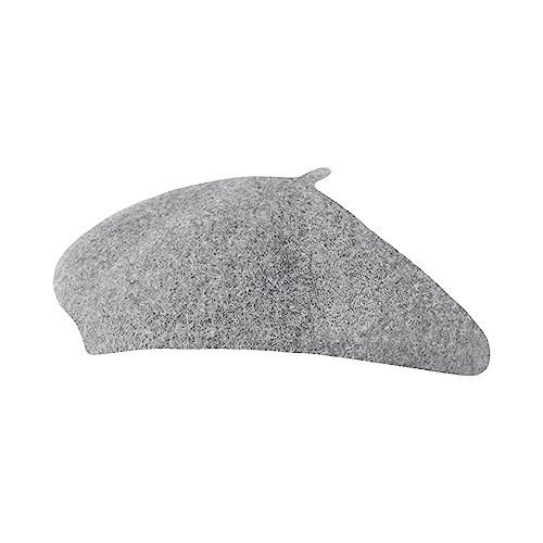 Gllutt Women Wool Beret Hat French Style Solid Color (Light Grey) | Amazon (US)