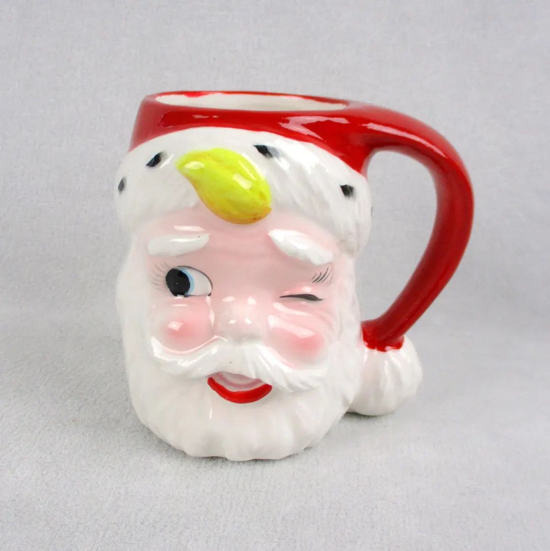 Winking Santa Head Coffee or Tea Mug Retro Vintage 1960s Winky Christmas Hot Chocolate Mug Made i... | Etsy (US)