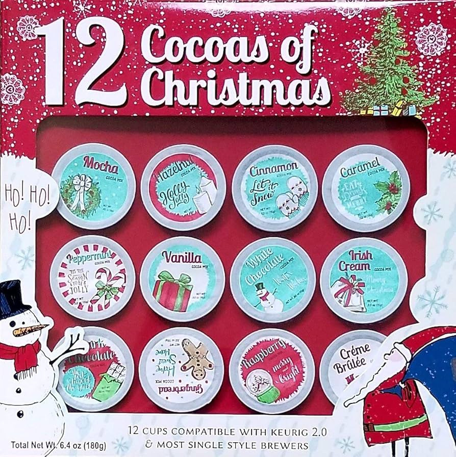 12 Cocoas of Christmas - 12 K Cups - Premium Holiday Cocoa - Gift Set | Amazon (US)