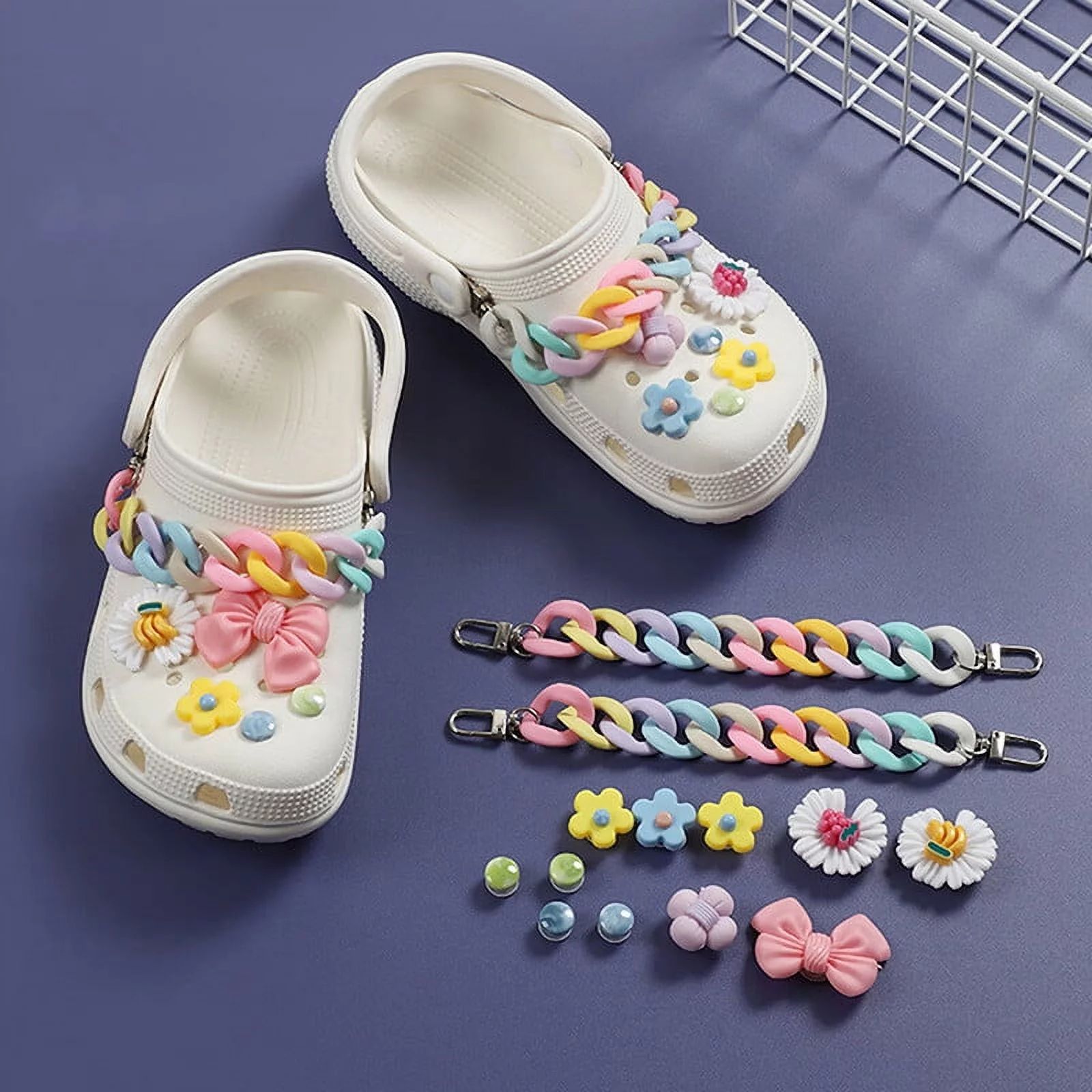 Ostrifin 11Pcs Bling Solid Rhinestone Shoes 1 Set Fruit Flower Chains Cute Croc Charms | Walmart (US)