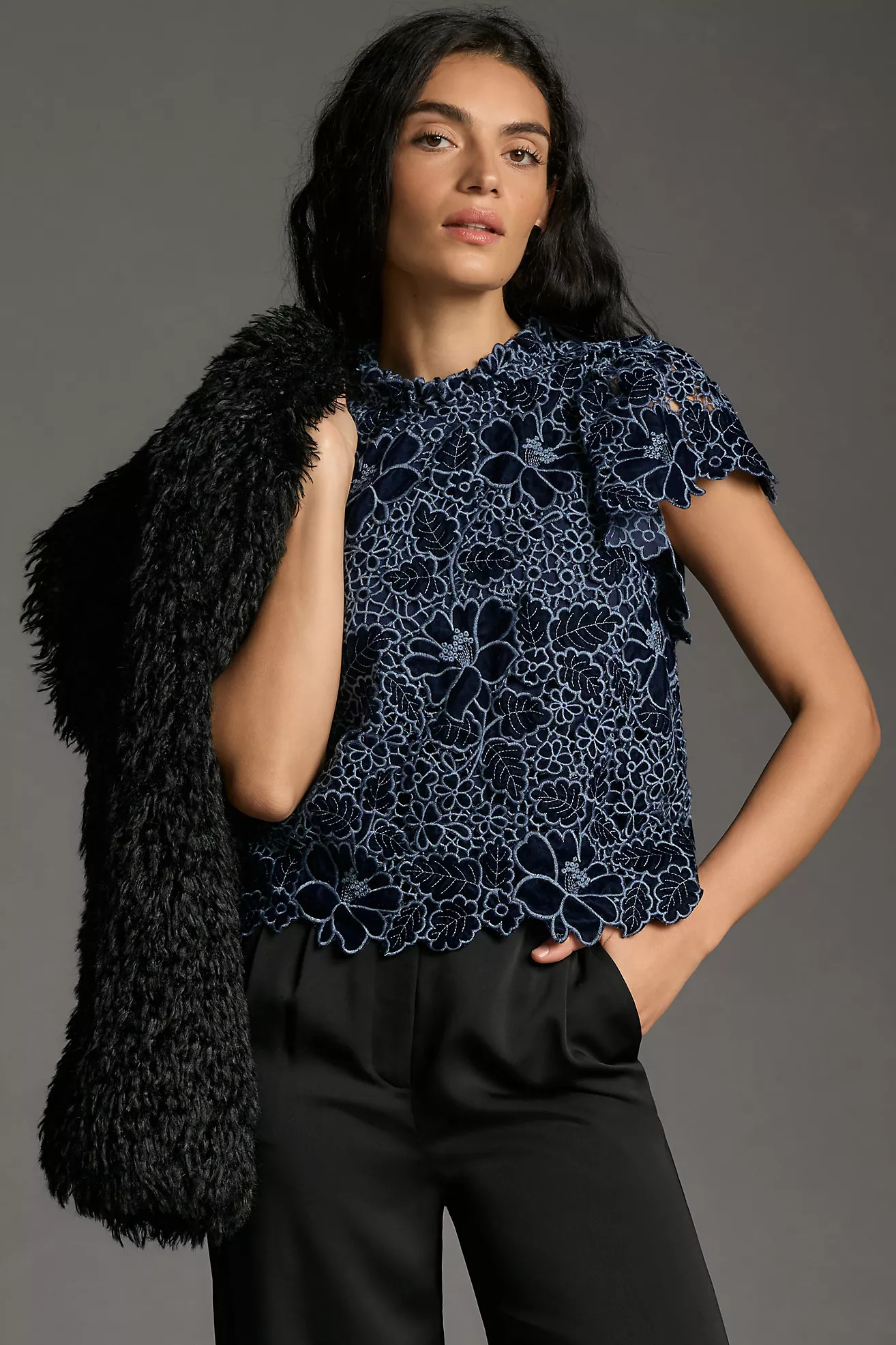 By Anthropologie Ruffled Lace Blouse | Anthropologie (US)