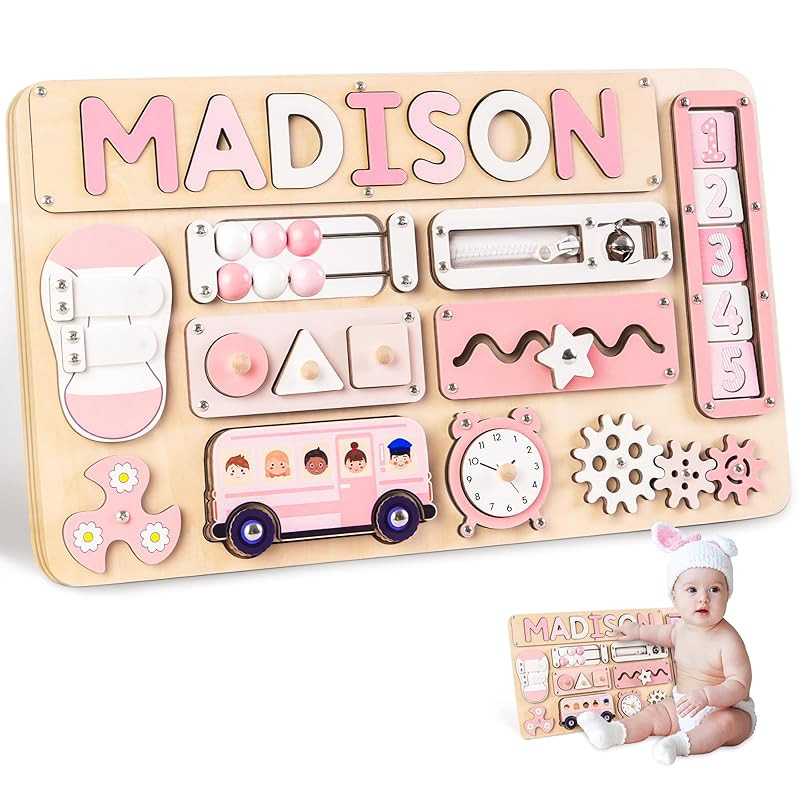 Personalized Busy Board – Large Busy Board Montessori Toys - Sensory Learning Toy for 1-3 Year ... | Amazon (US)