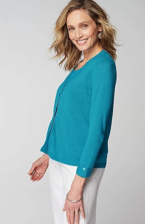 Linen-Blend Single-Button Cardi | J. Jill