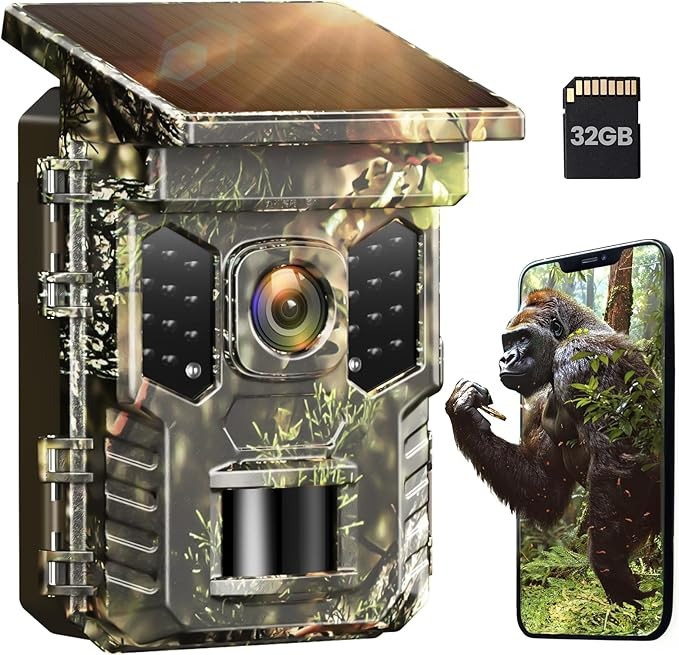 XTU Solar Trail Camera WiFi Bluetooth, 32MP 2.7K Game Camera with Night Vision Motion Activated 0... | Amazon (US)