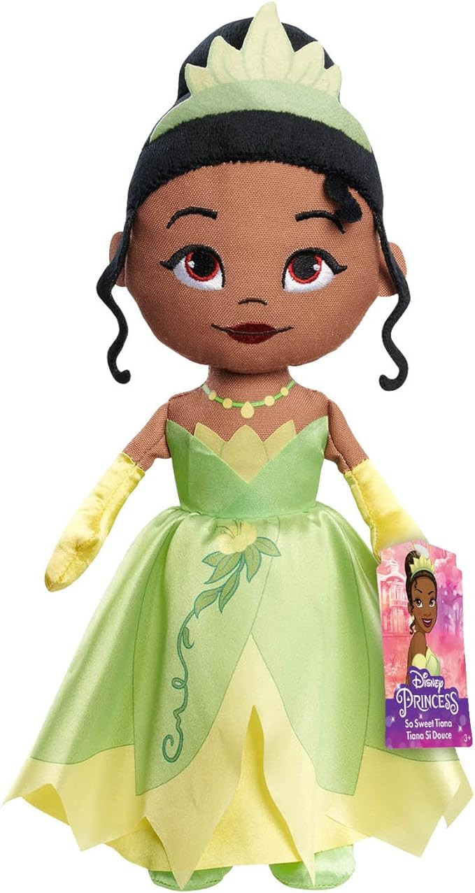 Disney Princess So Sweet Tiana 12.5-inch Plush Doll, Green Ball Gown, Black Hair, Soft Plush | Amazon (US)