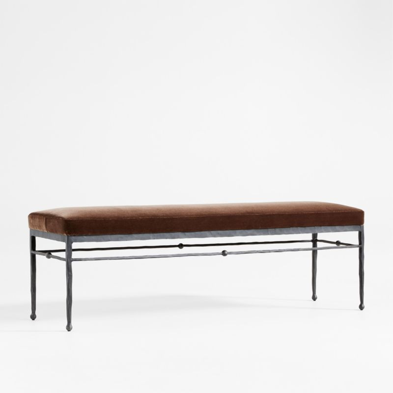 Rodin 60.75"" Brown Velvet Bench by Athena Calderone | Crate & Barrel