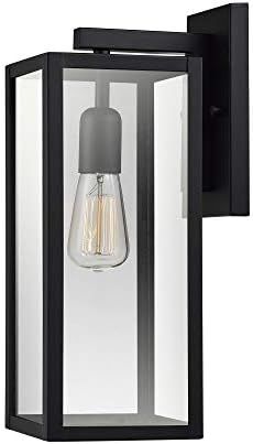 Globe Electric 44176 Bowery 1-Light Outdoor Indoor Wall Sconce, Matte Black, Clear Glass Shade 16... | Amazon (US)
