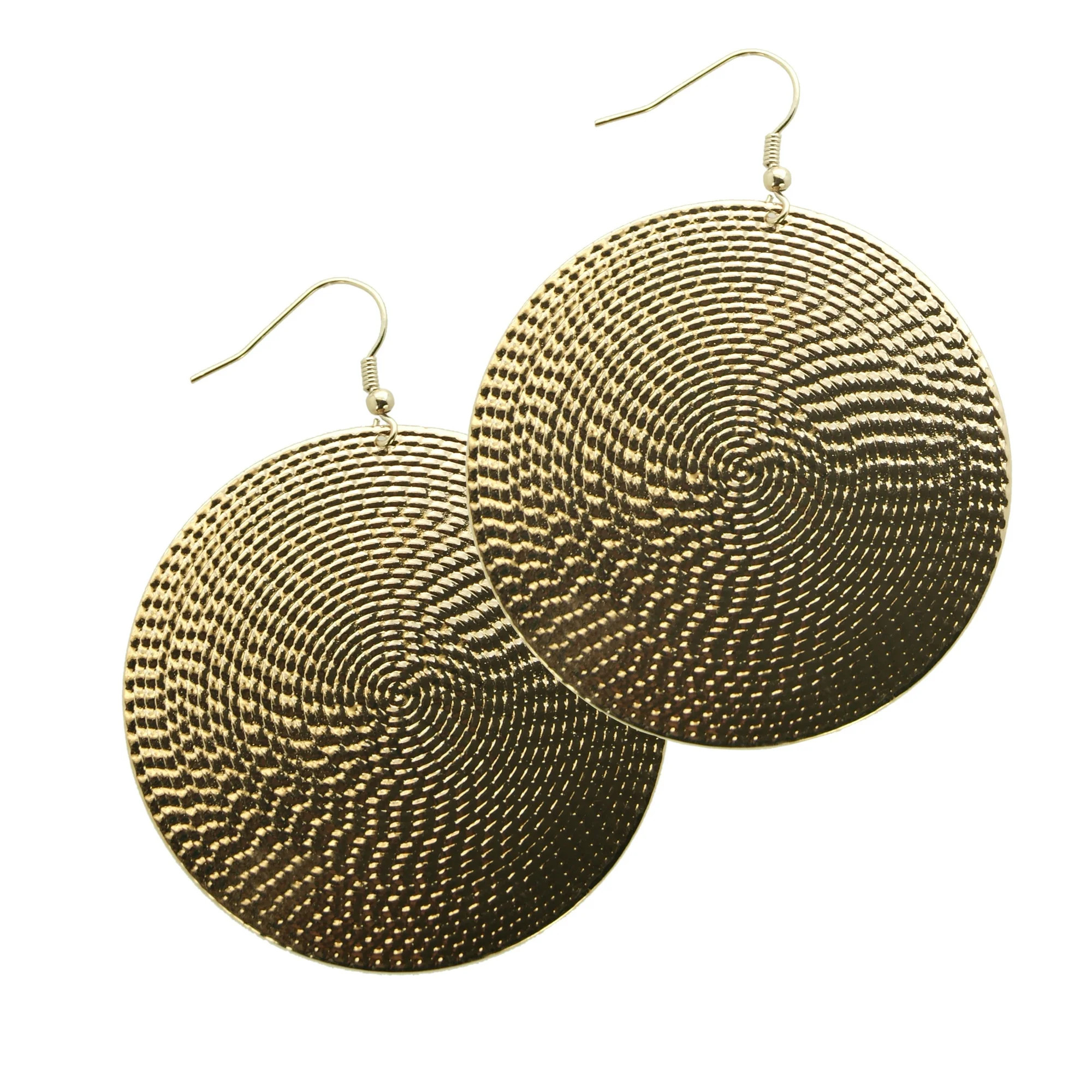 Time and Tru Fashion Basic Women's Oversized Textured Imitation Gold Disc Drop Metal Earring. | Walmart (US)
