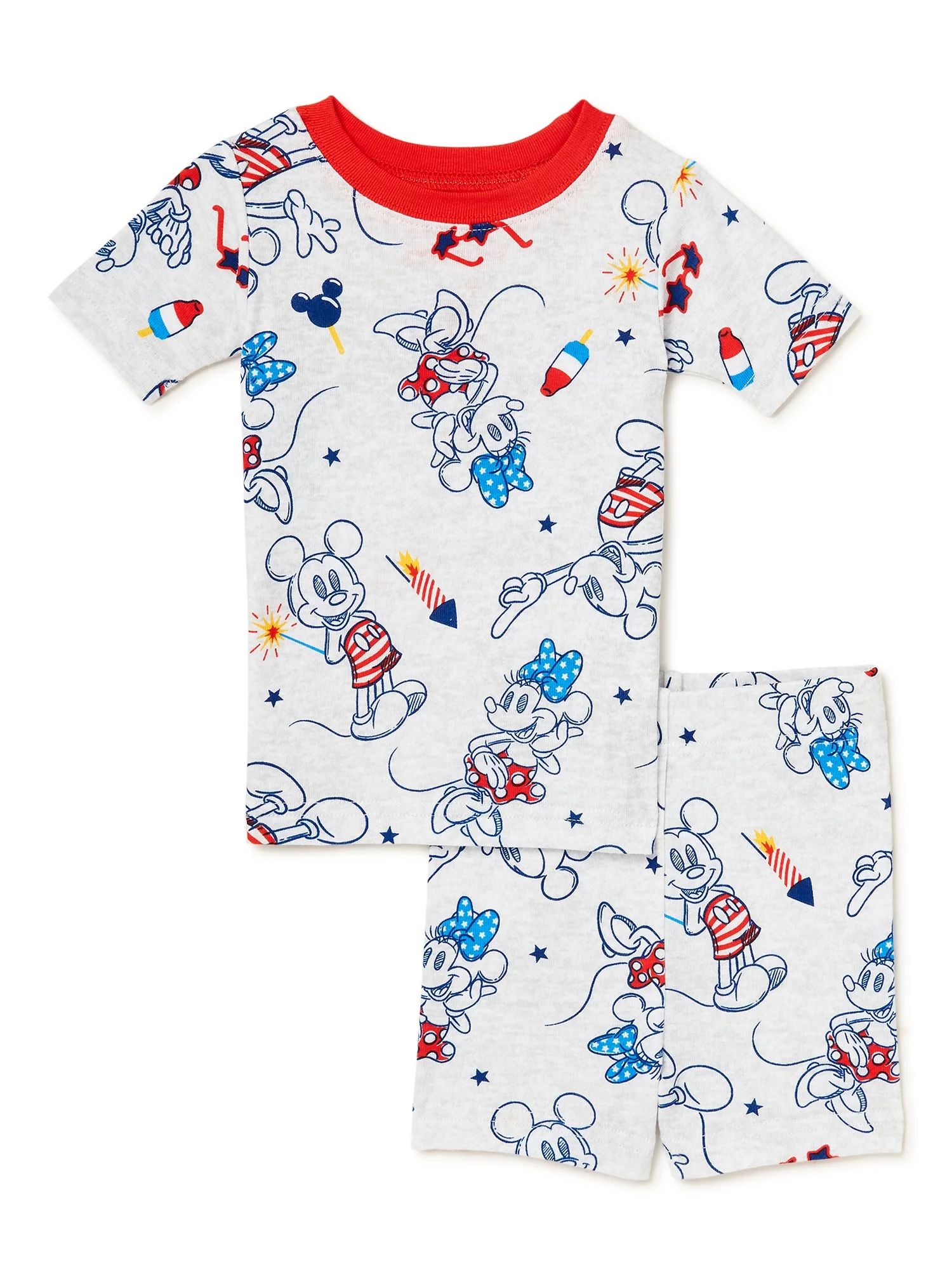 Mickey and Minnie Baby and Toddler Boys and Girls Americana Cotton Pajamas, 2-Piece, Sizes 12M-5T | Walmart (US)
