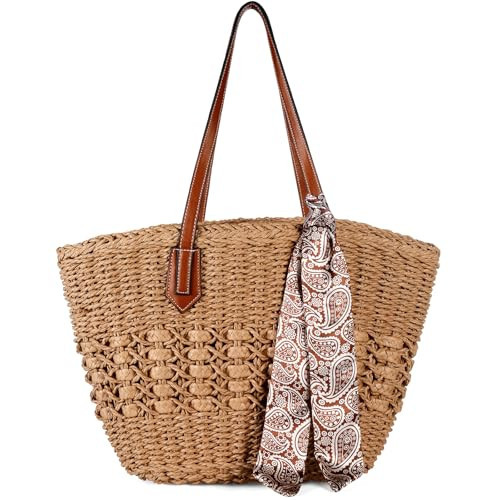 Trifabricy Beach Bags for Women - Straw Bag, Woven Beach Tote Bag Shoulder Handbags, Straw Tote Bag | Amazon (US)