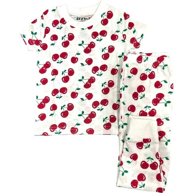 Kids Short Sleeve Pajamas, Cherries | Maisonette