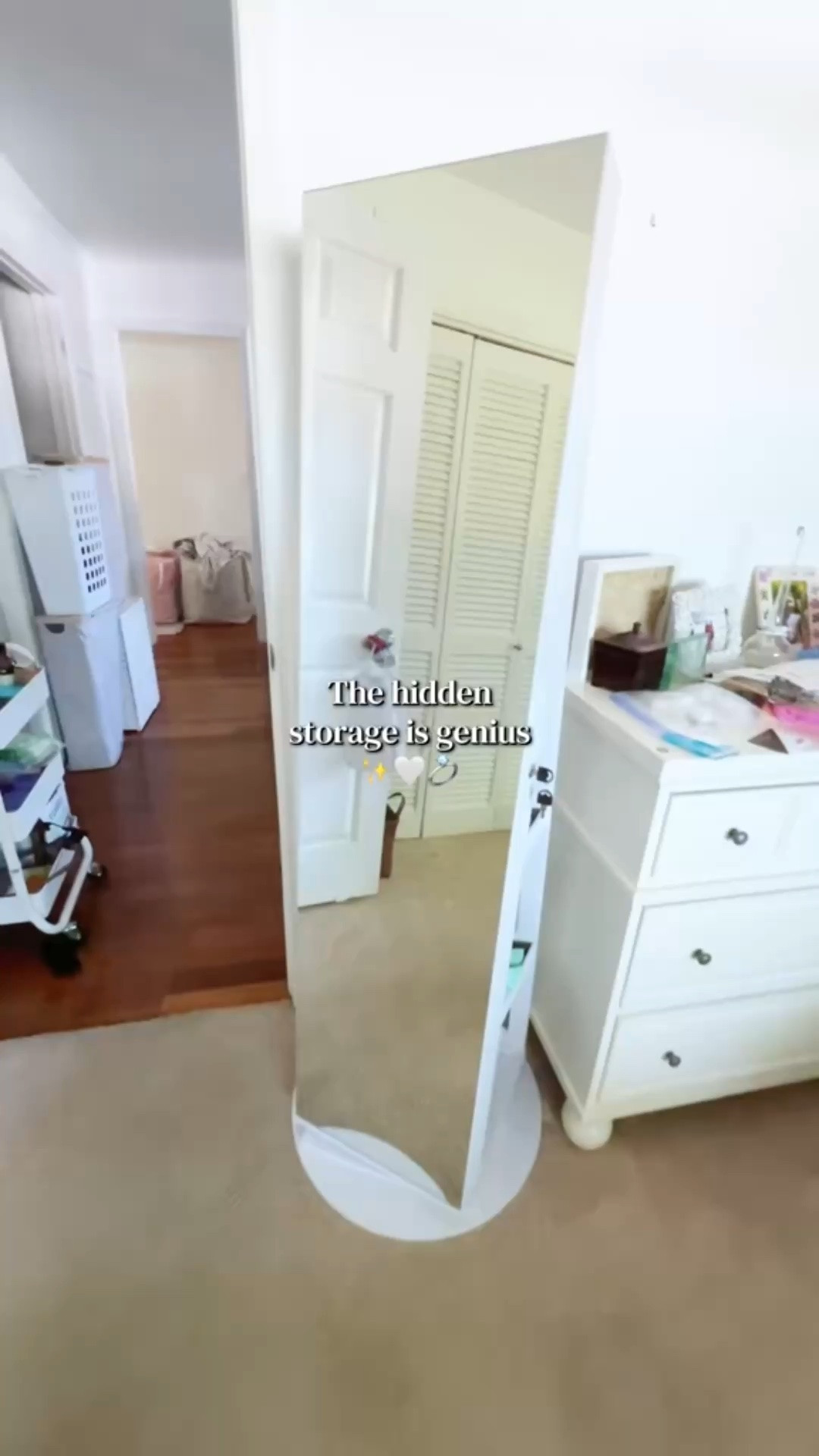 This standing mirror with storage swivels 360 and it’s gonna keep your dresser free and clear because it holds so much.

#LTKgrwm #LTKmomlife #LTKHome