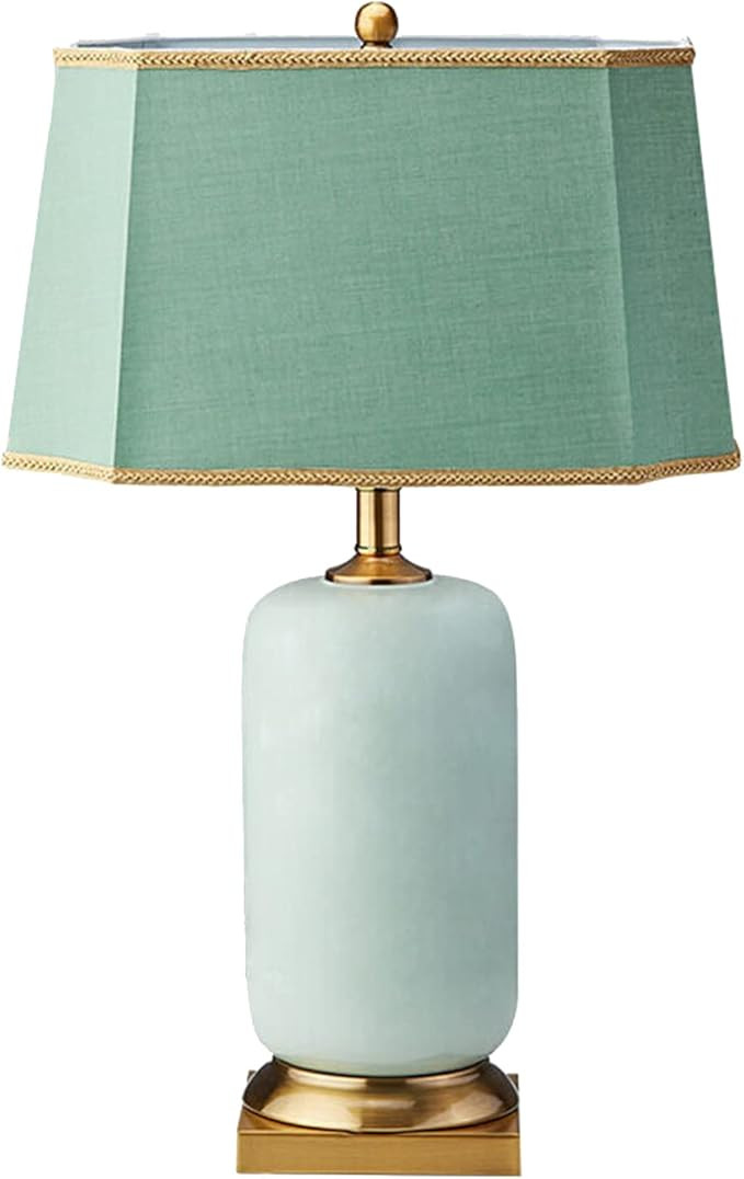 Green Ceramic Table Lamp Resin Green Glazed LED Table Lamp with Green Fabric Lampshade Modern Bed... | Amazon (US)
