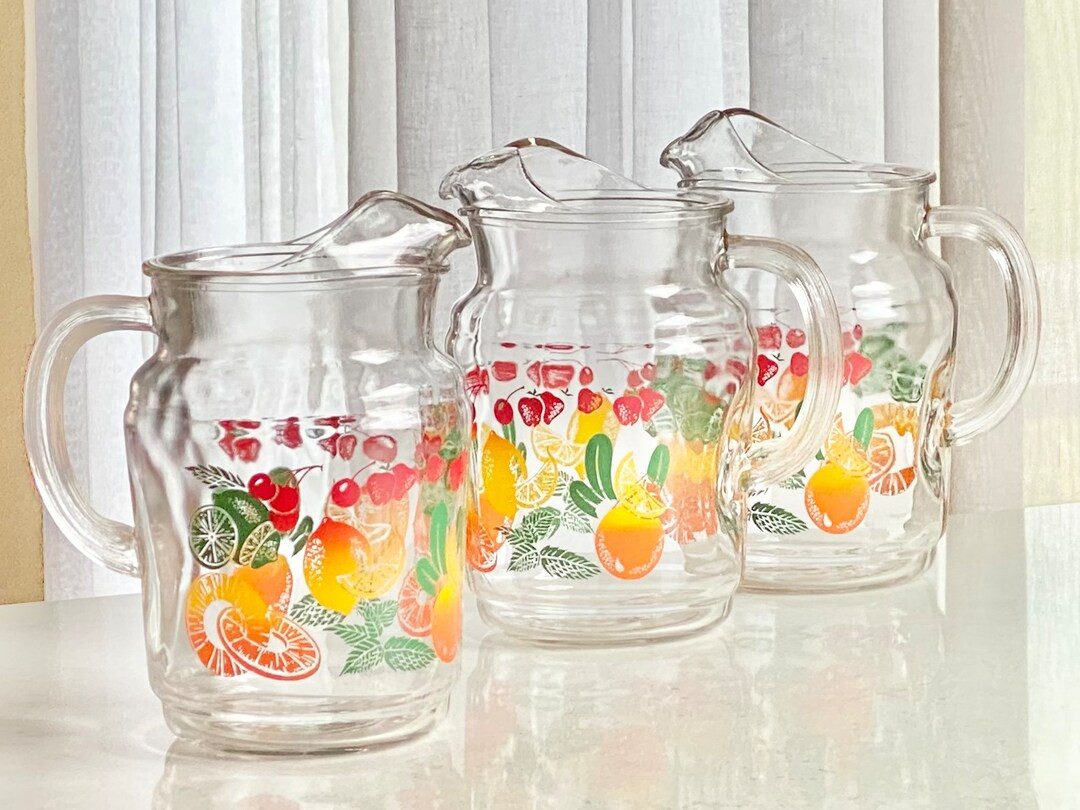 Federal Glass Fruit Motif Pitcher - Glasses Also Available | Etsy (US)