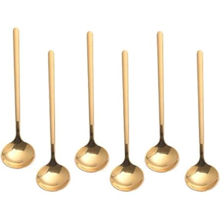 Espresso Spoons Set of 8, Poylim Cute Small Coffee Spoons, 18/10 Stainless Steel Gold Demitasse Spoo | Amazon (US)