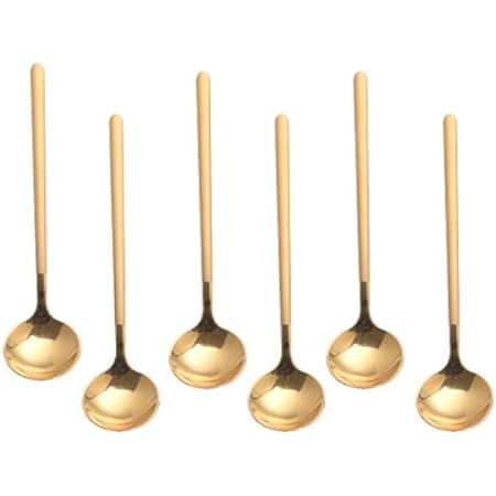 Espresso Spoons Set of 8, Poylim Cute Small Coffee Spoons, 18/10 Stainless Steel Gold Demitasse Spoo | Amazon (US)