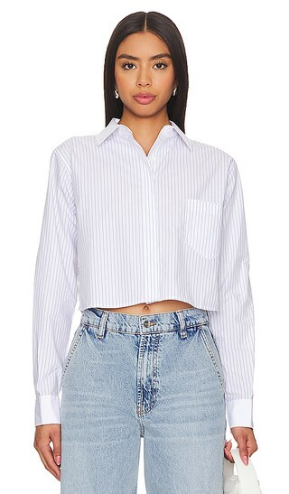Crop Uniform Shirt in Good Blue Stripe001 | Revolve Clothing (Global)