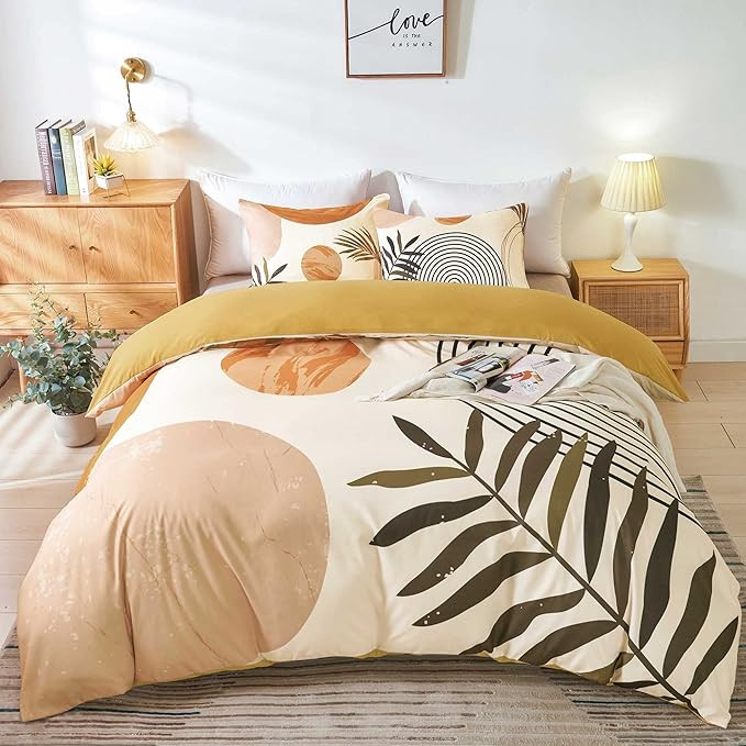 Hilioens Duvet Cover King Abstract Arch Sun Beige Modern Mid Century Boho Bedding Sets for All Se... | Amazon (US)