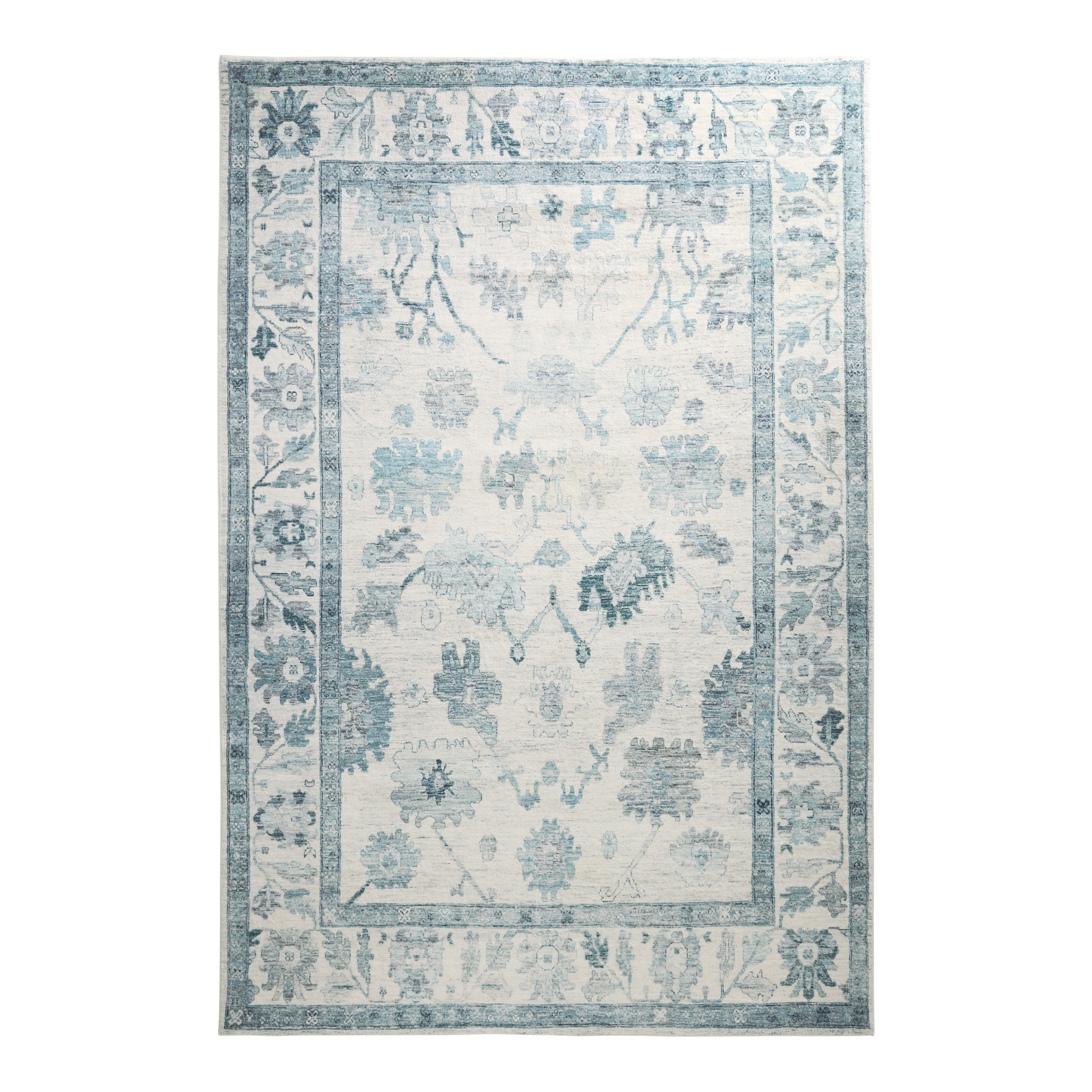 Zoe Blue Floral Distressed Persian Style Area Rug | World Market
