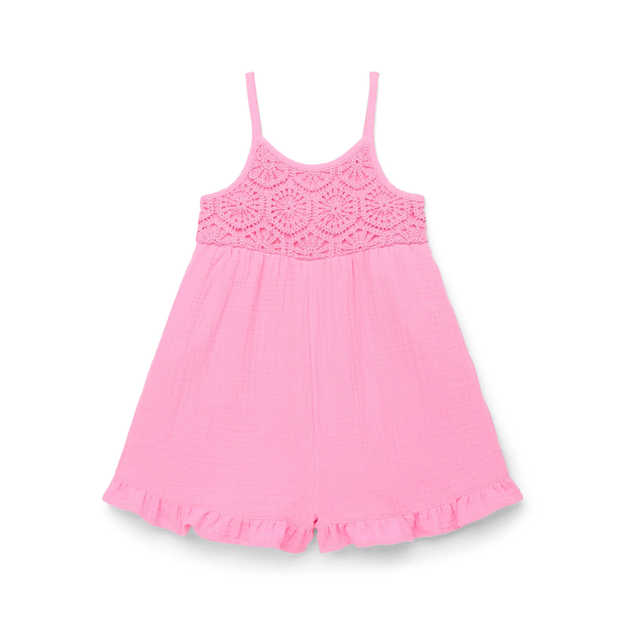 Wonder Nation Toddler Girls Cotton Sleeveless Romper with Ruffle Hem, Sizes 12M-5T | Walmart (US)