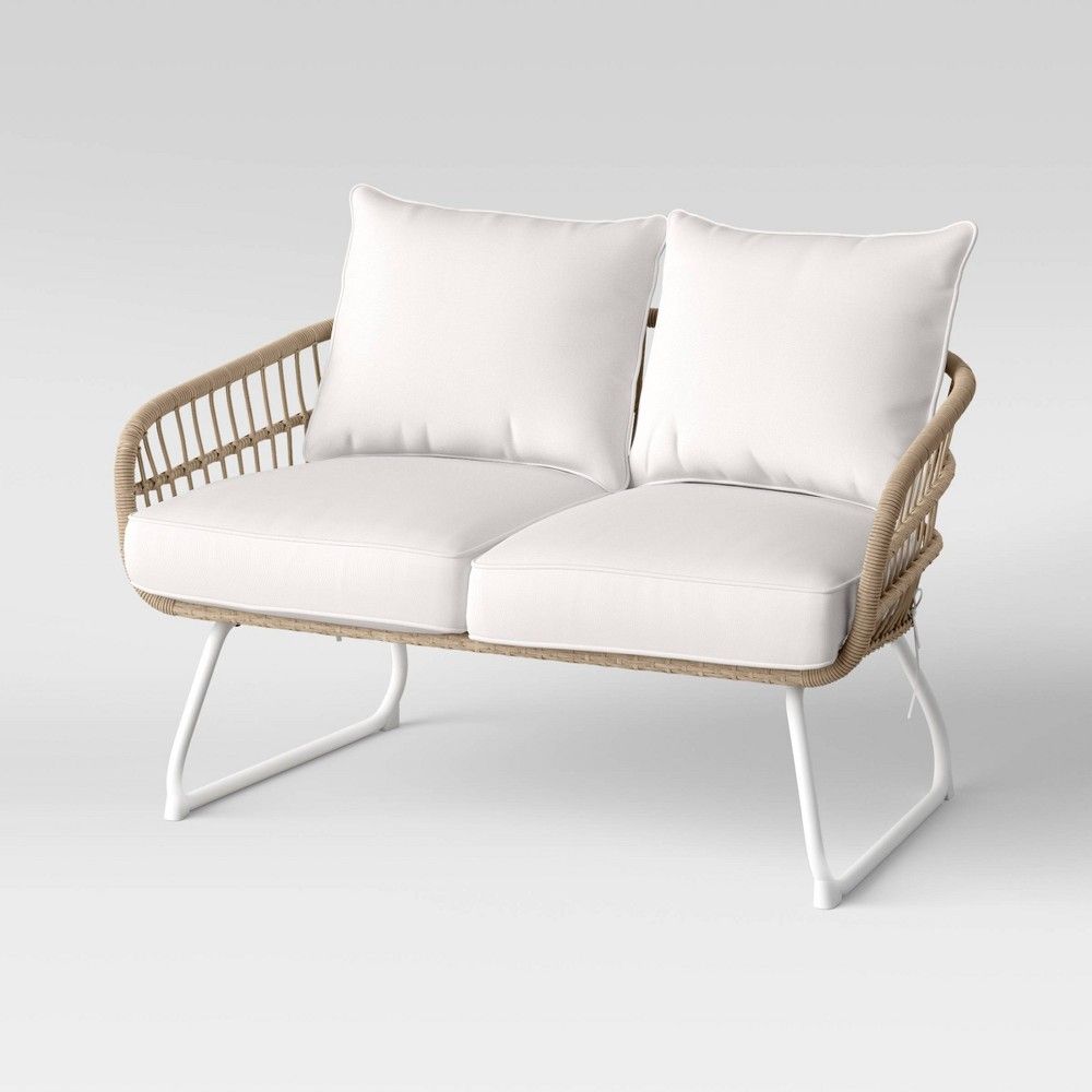 Southport Patio Loveseat with Metal Legs - Natural/White - Opalhouse | Target