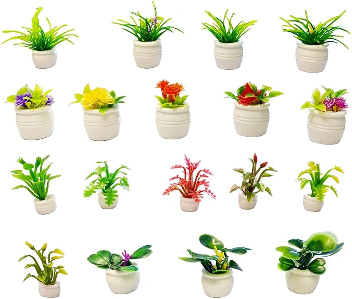 18 PCS Mini Artificial Flowers Plants Decor for Dollhouse Resin Tiny Potted Plants for Crafts Mic... | Amazon (US)