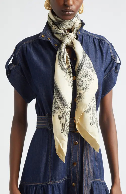 Zimmermann Paisley Print Silk Square Scarf in Cream Perla Paisley at Nordstrom | Nordstrom