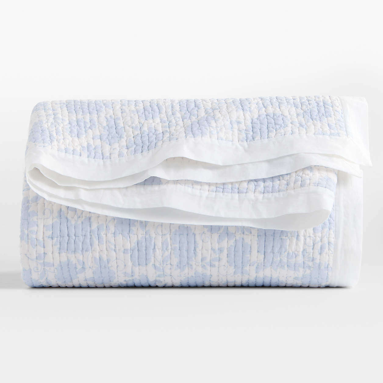 Celeste Washed Cotton Light Blue Floral King Quilt + Reviews | Crate & Barrel | Crate & Barrel