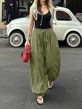 Cicy Bell Womens Baggy Pleated Harem Pants Summer Elastic High Waisted Wide Leg Balloon Cotton Lo... | Amazon (US)