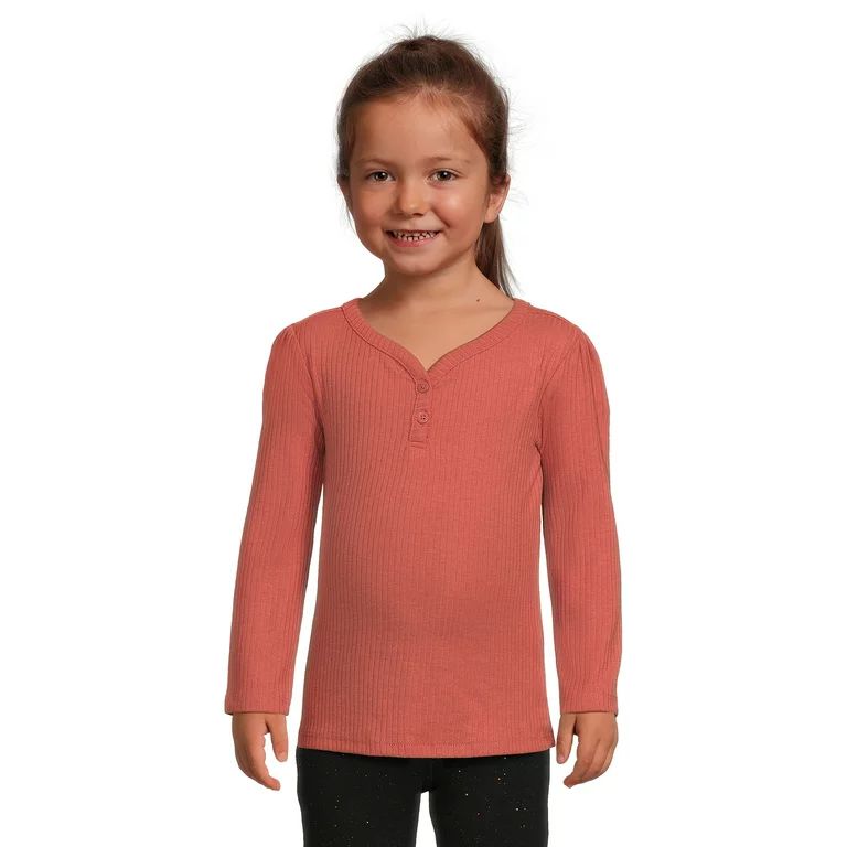 Garanimals Toddler Girls Long Sleeve Henley, Sizes 12 Months - 5T | Walmart (US)