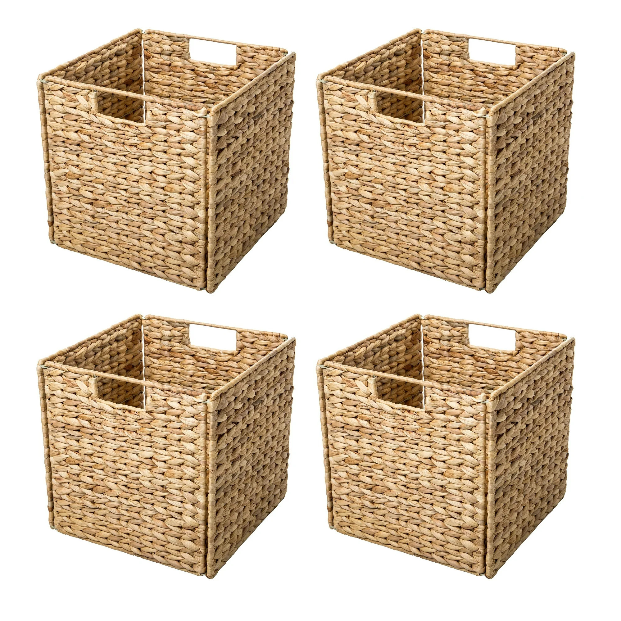 Foldable Hyacinth Storage Basket with Iron Wire Frame By Trademark Innovations (Set of 4) - Walma... | Walmart (US)