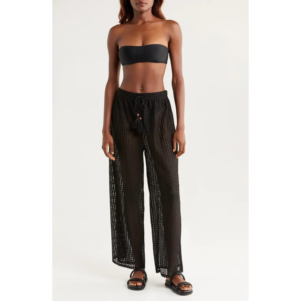 Nordstrom Open Knit Cover-Up Pants in Black at Nordstrom, Size X-Small | Nordstrom