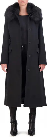 Belted Faux Fur Collar Wool Blend Coat | Nordstrom