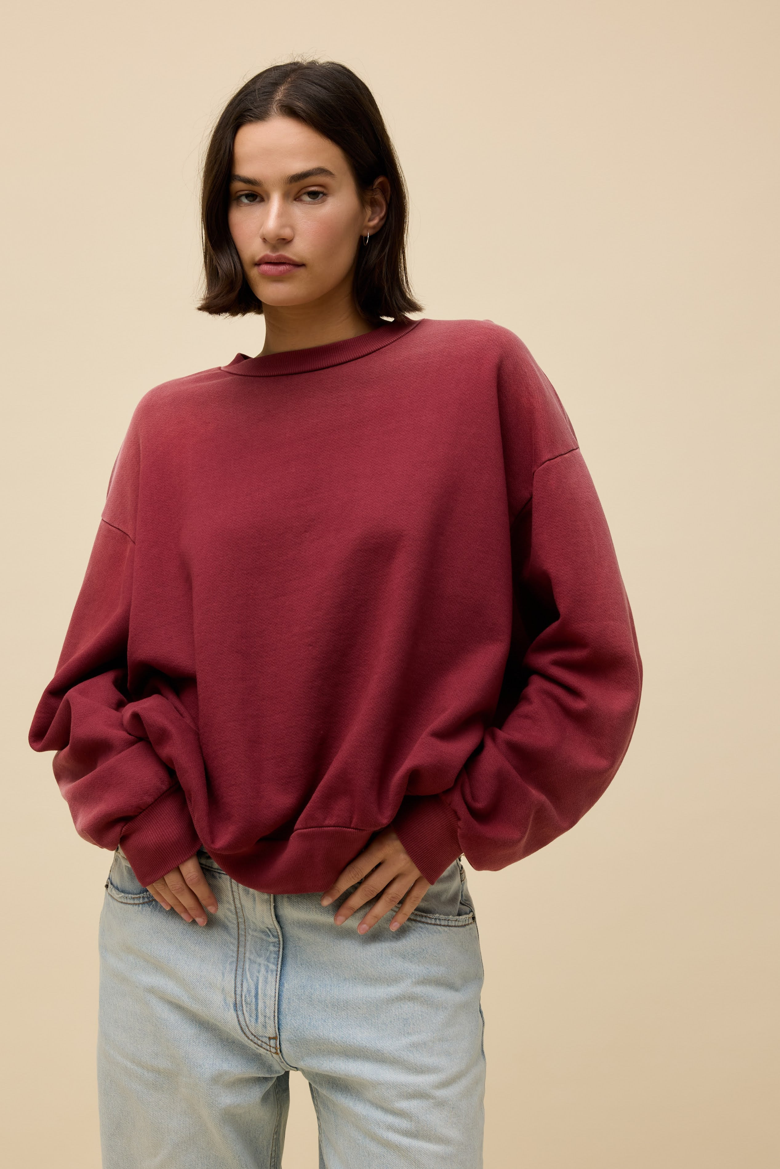 Solid Oversized Crew Sweatshirt | Daydreamer