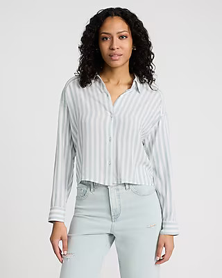 Striped Cropped Boyfriend Portofino Shirt | Express